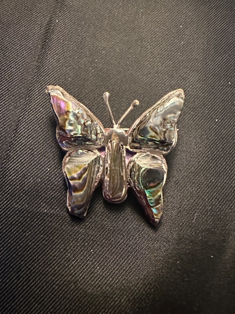 Vintage Mexican Sterling Silver & Abalone Shell Butterfly Brooch